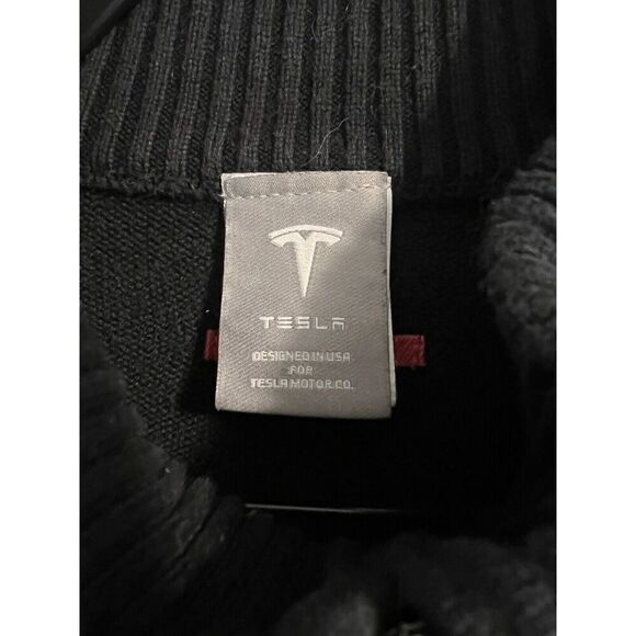 Tesla Mens Black Long Sleeve Pullover Sweater 1/2 Zip Sweater - Picture 4 of 4